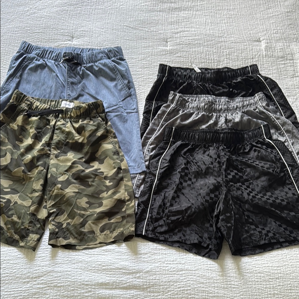 5 Pairs Boys Athletic & Casual Shorts with Elastic Drawstring Waistband